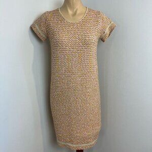 Christina Gavioli Knitwear Women Small Multi Color MIDI Short Sleeve Shirt Dress